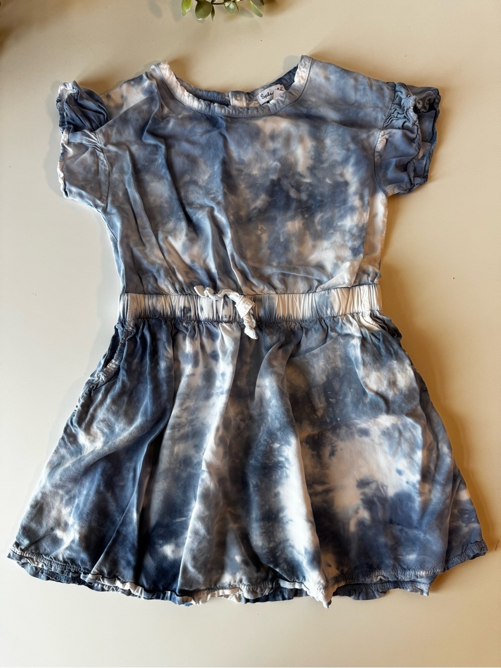Splendid Tie Dye Dress Girls Size 6 Blue White Short Sleeve Dress
